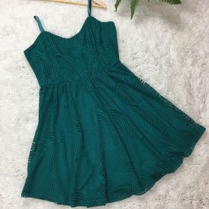 Maurices Teal Fit and Flare Eyelet Summer Dress